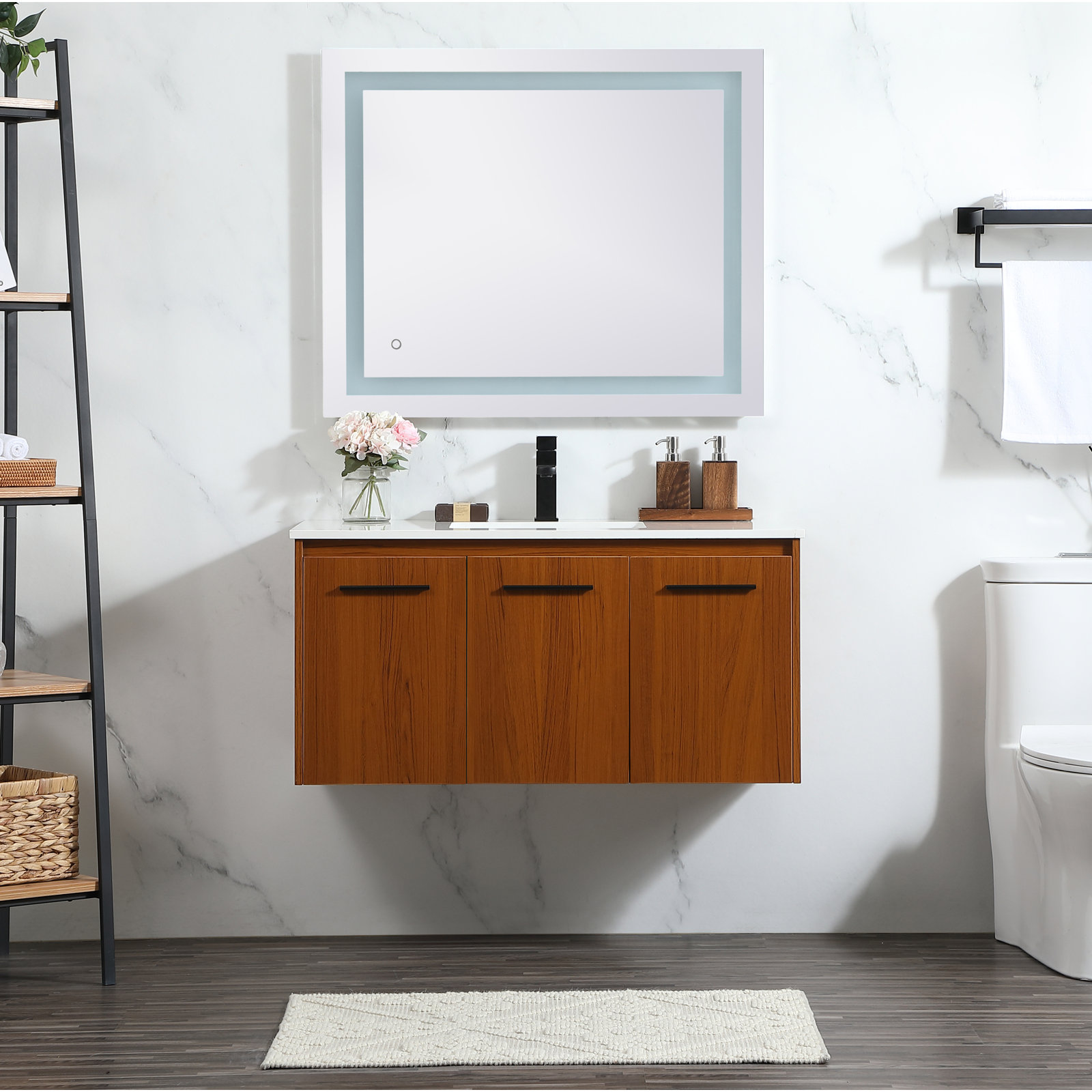 Goodfellow 39.76'' Single Bathroom Vanity, Teak