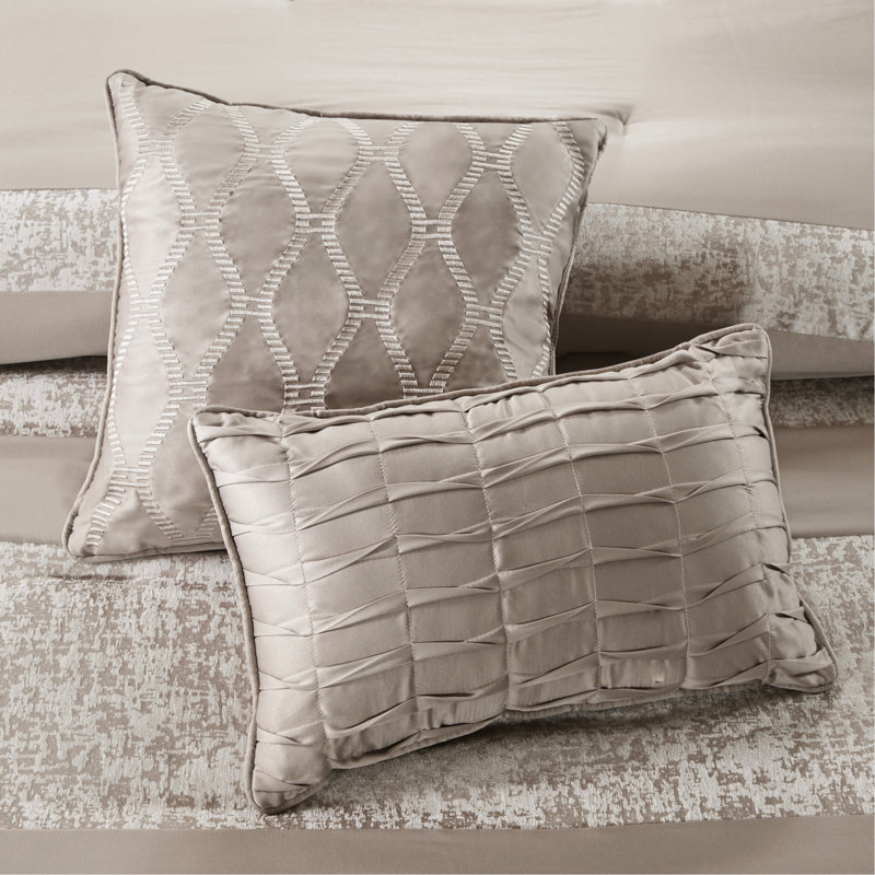 Très grand lit en chenille de luxe - taupe 7 pièces