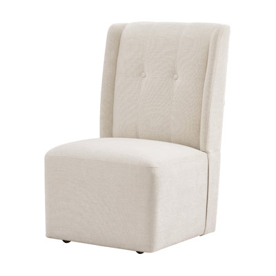 Dining Chairs With Casters, Upholstered Armless Modern Rolling Dining Chairs With Rollers For Bedroom Reading Room Living Room by Red Barrel Studio