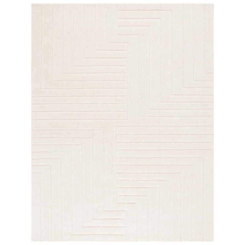 Tapis ivoire en laine / coton touffeté à la main Nicoleann, Rectangle 8 pi x 10 pi