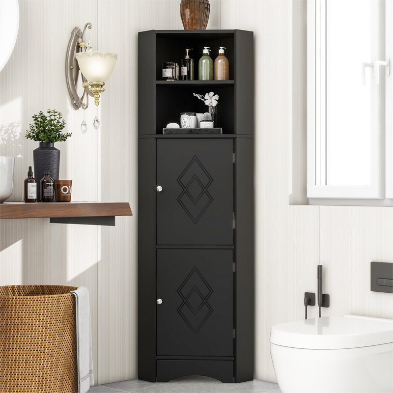 Ahran Freestanding Linen Cabinet, Black