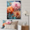 Zinnias roses et orange transparentes sur toile
