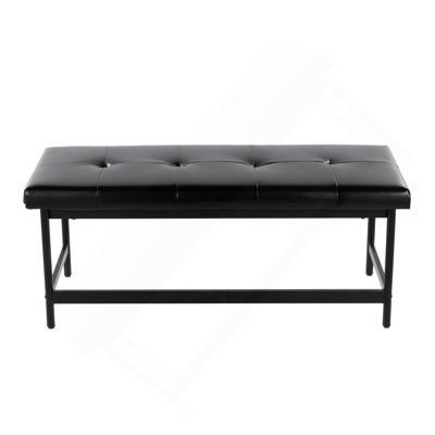 Banc en métal noir et similicuir