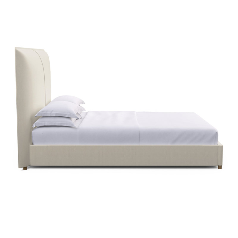 Mansfield Upholstered Bed, Full, Box Weave Linen Oyster, Weathered