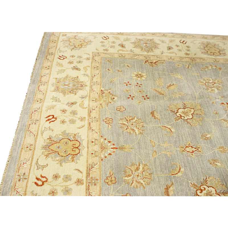 Hand Knotted Area Rug in Light Green