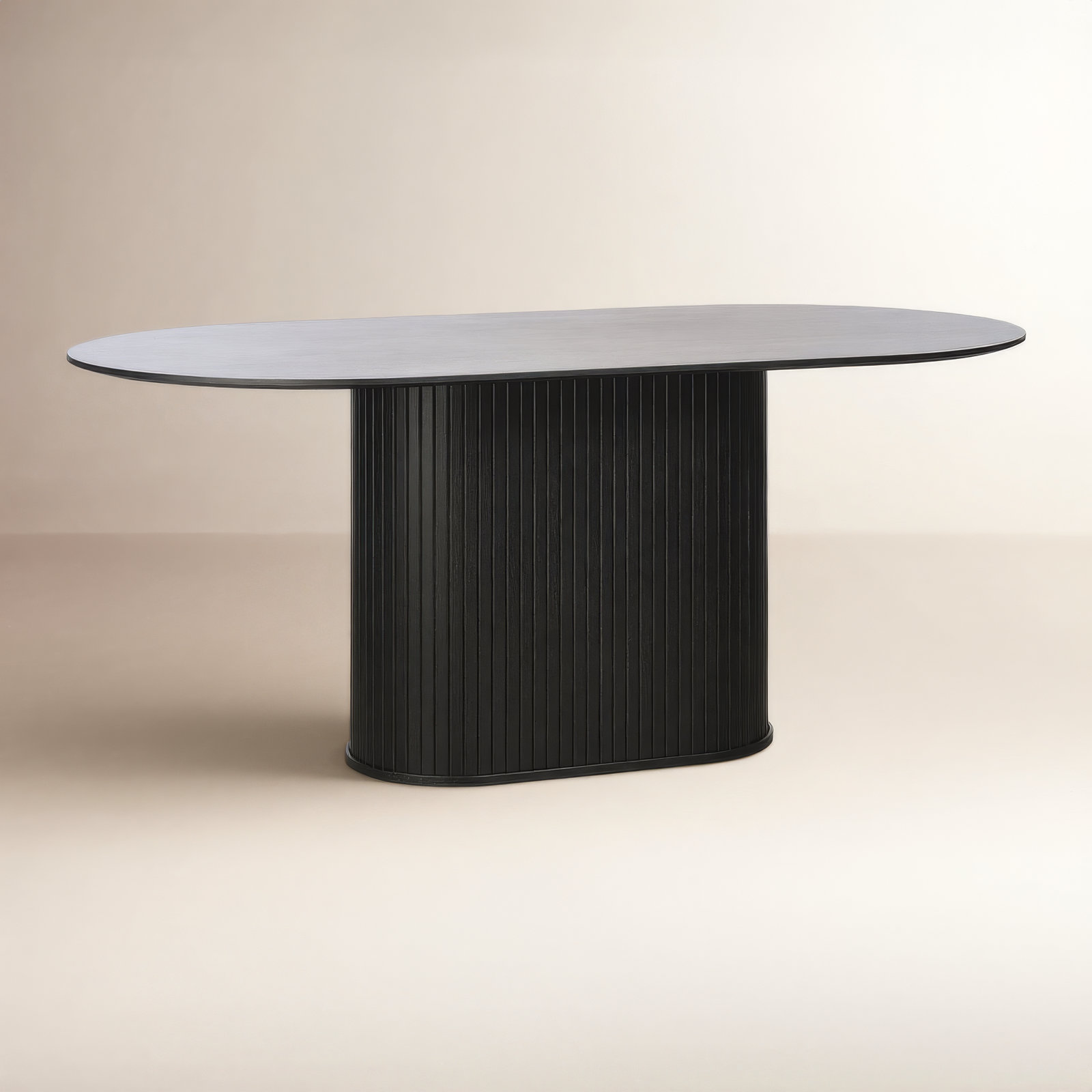 Iris 71'' Oval Dining Table, Black Oak