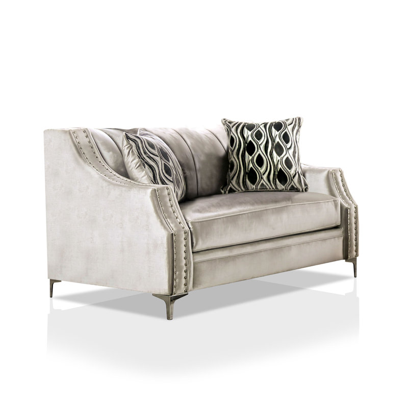 Schorr Upholstered 67'' Loveseat, Silver, Silver