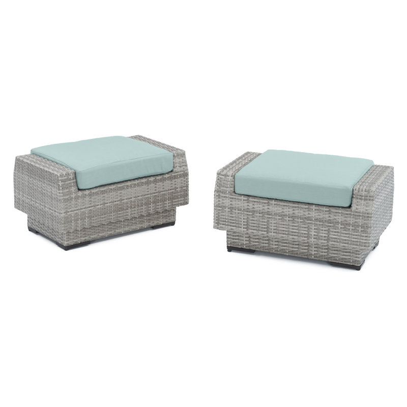 Repose-pieds Fionnula avec housses de coussin Sunbrella, Toile spa Sunbrella®