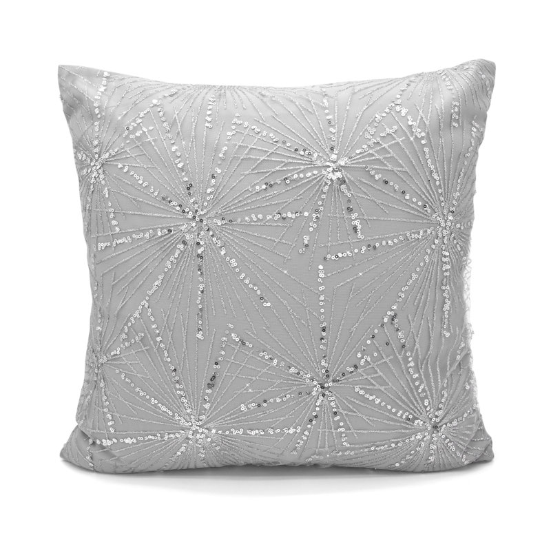 Crinkle Glitter Sequin Shimmering Cushion, Silver