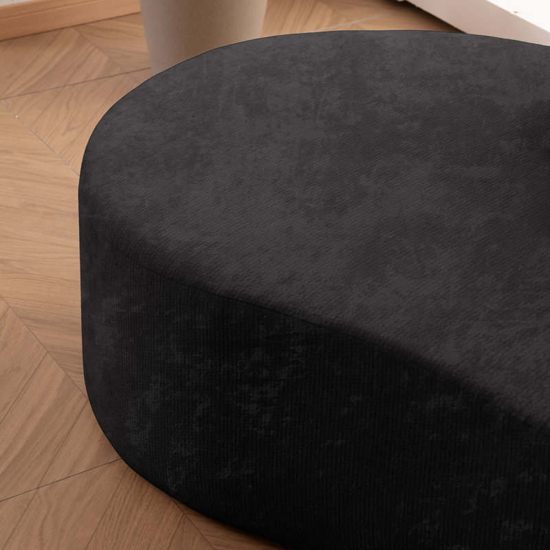Boneless Upholstered Sectional Round Sofa, Black, Right