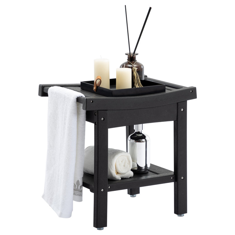 Banc de douche en PEHD Nalyjah, Noir, H 16,73 po x l 16,54 po x P 12,6 po