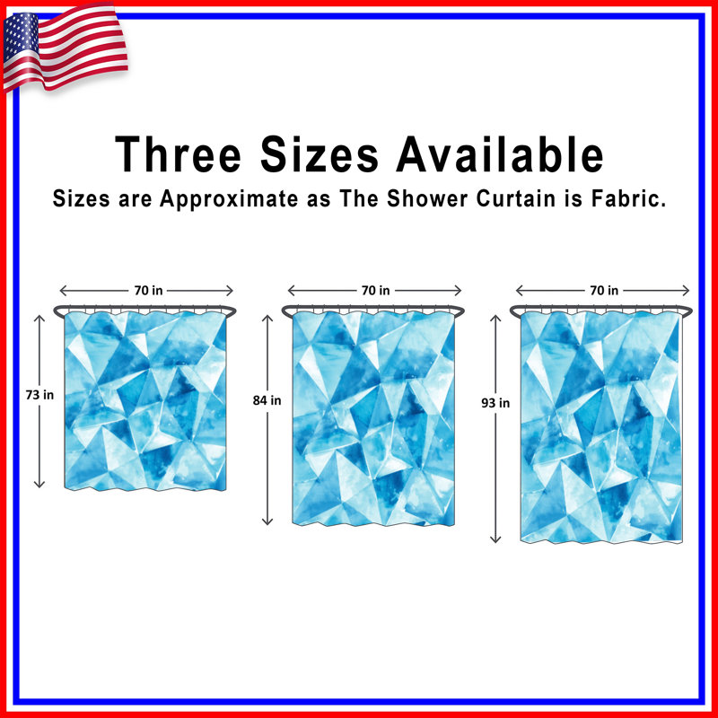 Rideaux de douche à triangles géométriques bleus extra longs, L 70 po x H 93 po
