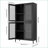 Cabinets, Traditional Black Steel Storage Cabinet with 4 Glass Doors, Adjustable Shelves - 31.5"W x 12.6"D x 59"H | Traditional | Kitchen