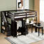 Lit mezzanine robuste en pin avec conception de maisonnette et rangement intégré, idéal pour les pièces et les petits espaces-1060503708-1060503706