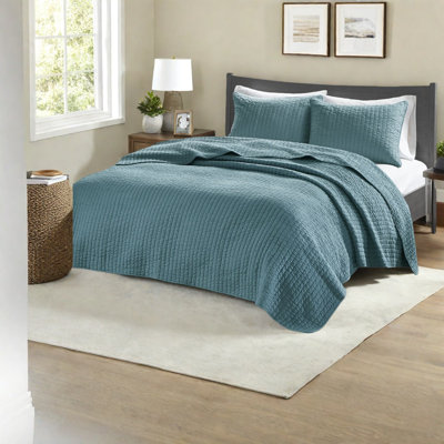 Ensembles de literie confortables en microfibre bleu sarcelle, style campagnard pour toutes les saisons