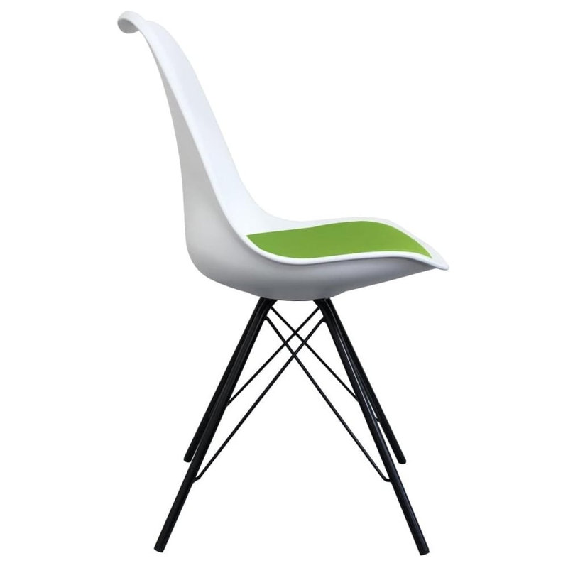 Aneta Plastic Side Chair, Green/White