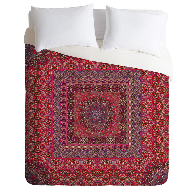 Ensemble de housse de couette carré Aimee St Hill, Rouge, Housse de couette pour grand lit et 2 taies décor