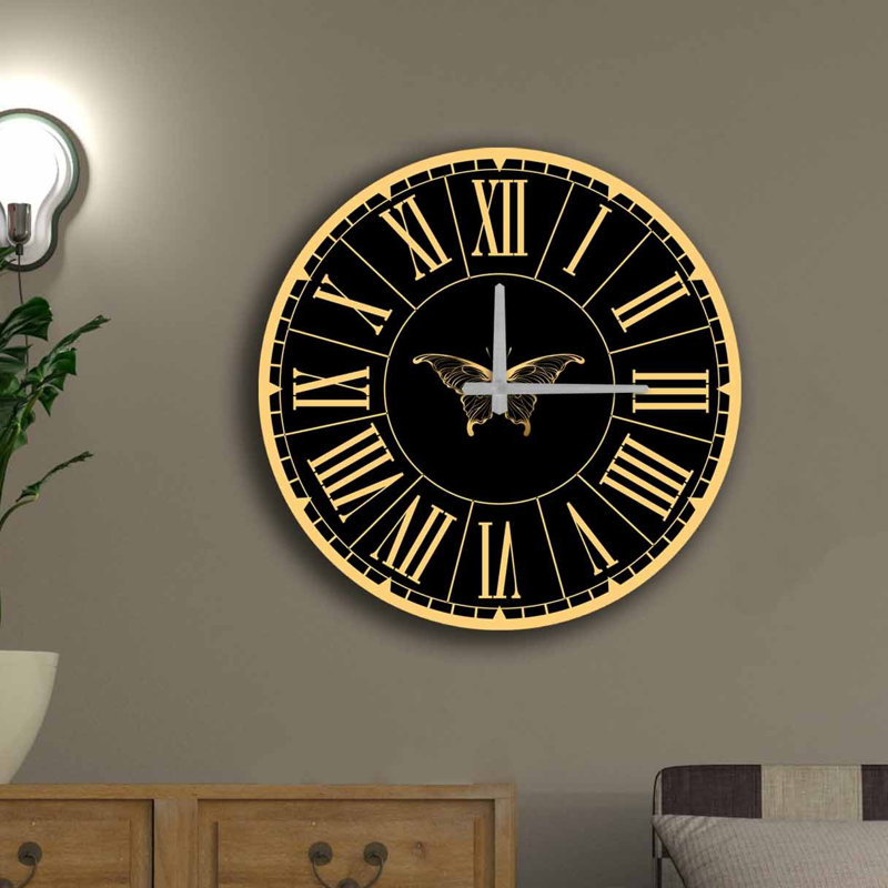 Horloge murale décorative élégante, 19,7 po de diamètre, 100% panneau de fibres à densité moyenne avec une épaisseur de 0,2 po | Nécessite 1 pile AA (non incluse) | Parfait pour la décoration intérieure, l'esthétique moderne et l'élégance intemporelle