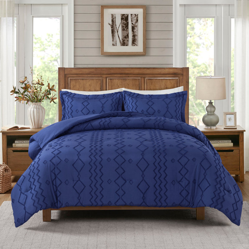 Ring Stitch Comforter, Navy, Twin Comforter + 1 Standard  Sham