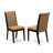 3 Piece Modern Dining Table Set Contains a Round Kitchen Table with Pedestal and 2 Light Sable Linen Fabric Parson Dining Chairs, Black-1016318744-1016318749-1016298712