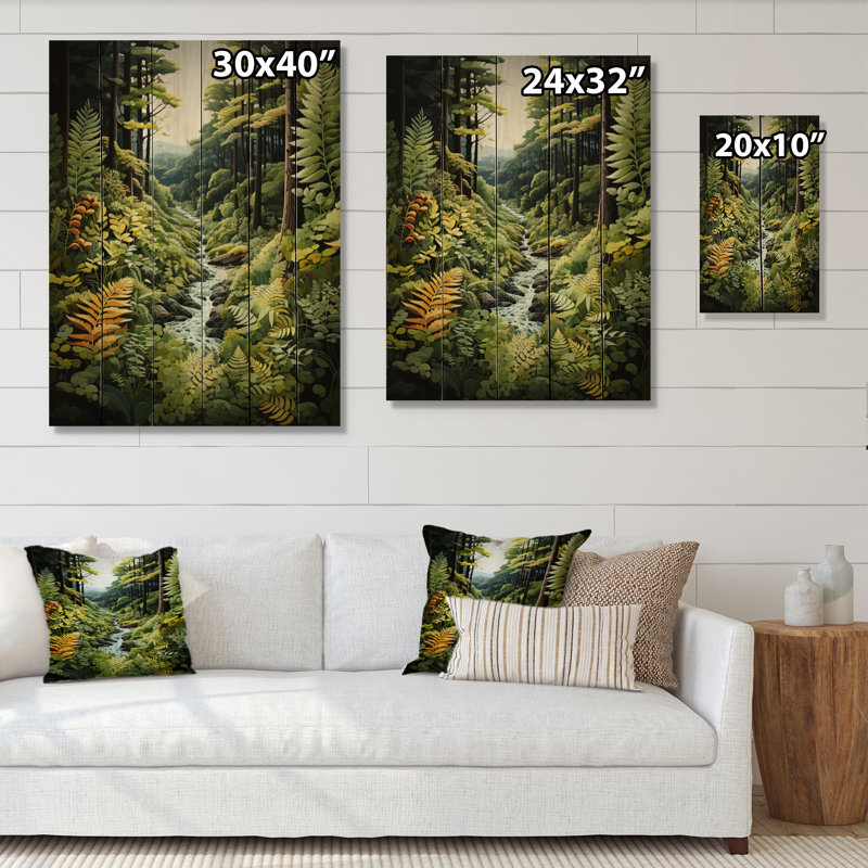 Fougères fougères II, impression sur bois, H 20 po x l 10 po x P 0,78 po