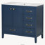 Meuble-lavabo 36 po avec lavabo, porte à fermeture douce et 4 tiroirs, structure en bois massif, bleu-129106305-129106304