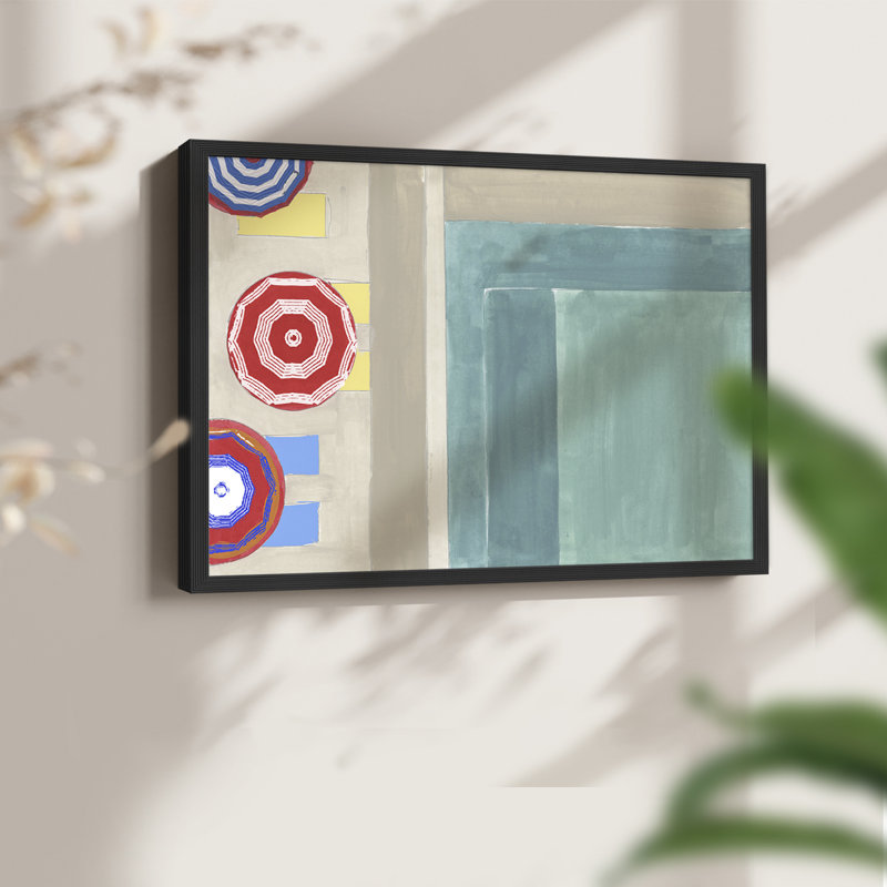 Au bord de la piscine I - Reproduction encadrée - Restickable, H 11 po x l 14 po, Noir, noir, noir, noir