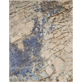 Artist Vision Hand Knotted Abstract Area Rug in Ocean-Sand/Blue