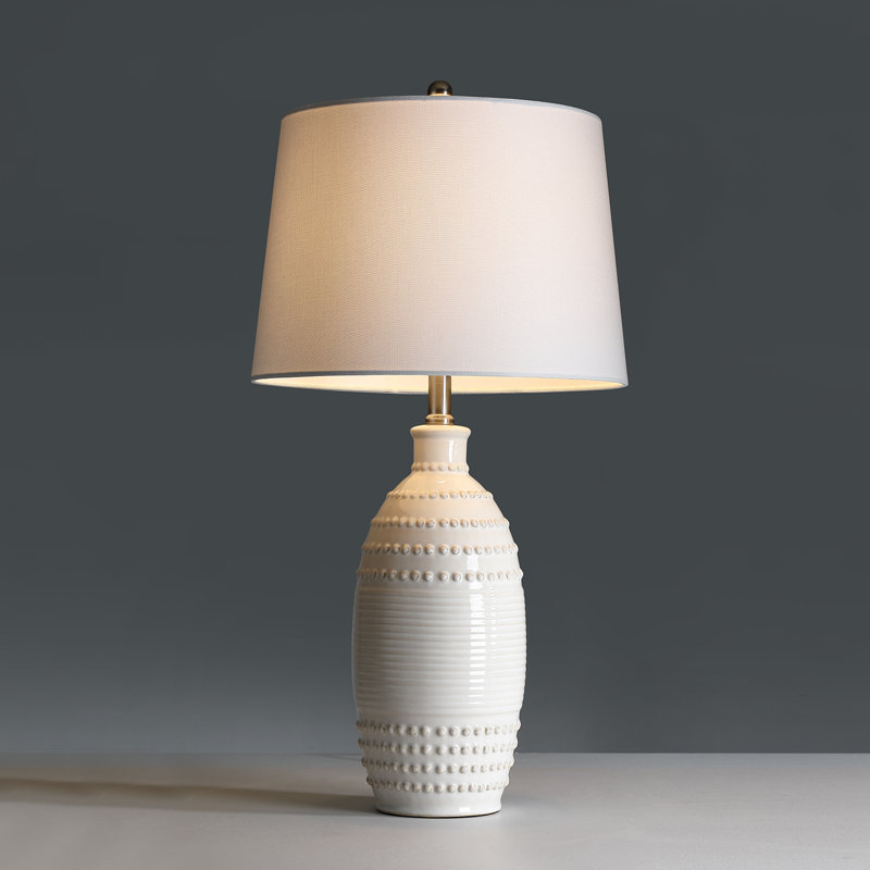 2-Pack 3-Way White Ceramic Table Lamp