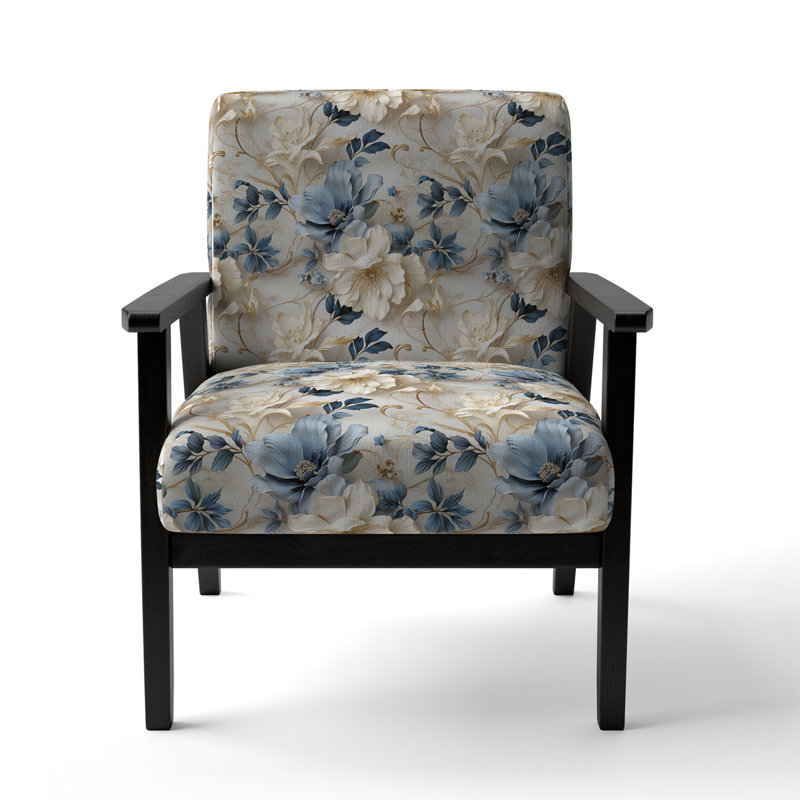 Chaise d'appoint florale Cobalt, Motif victorien floral éthéré rococo XVI