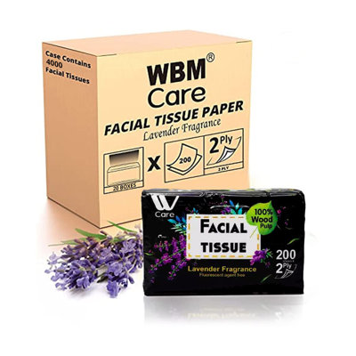 WBM Care Facial Tissues with Lavender Fragrance, 2-Ply, 200 Sheets/Box