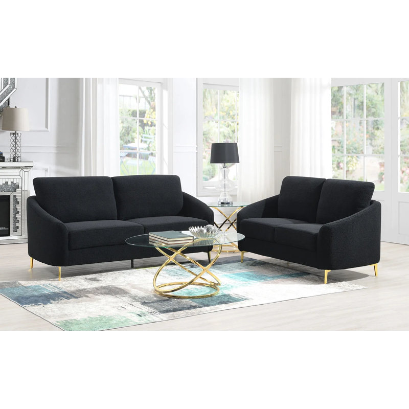 Ensemble de canapé 3 pièces Modern, Bouclé noir