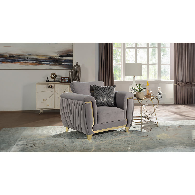 Ensemble de salon rembourré 3 pièces Leena, Gris