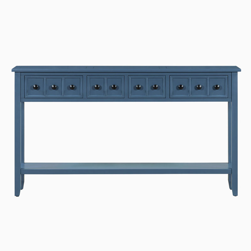 Tarsita Rustic Entryway Console Table Long Sofa Table with Drawers and Bottom Shelf Entryway Table, Navy 1 incorrect