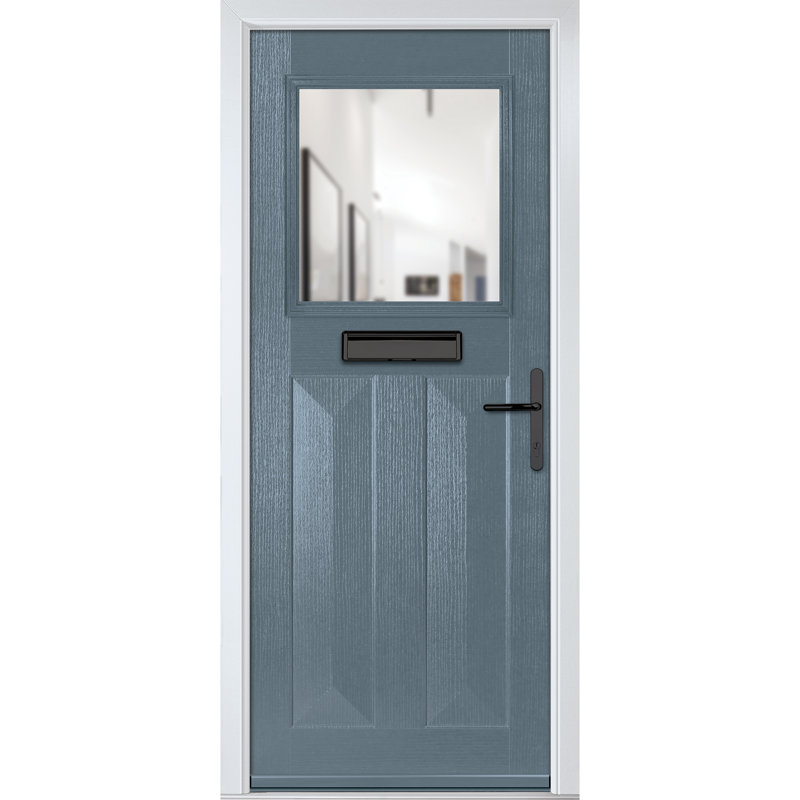 Crystal GRP Front door Eaton Slate Grey 920mm x 2090mm Open in Left hand Clear Glass, Slate Grey, Left, 92mm x 209mm