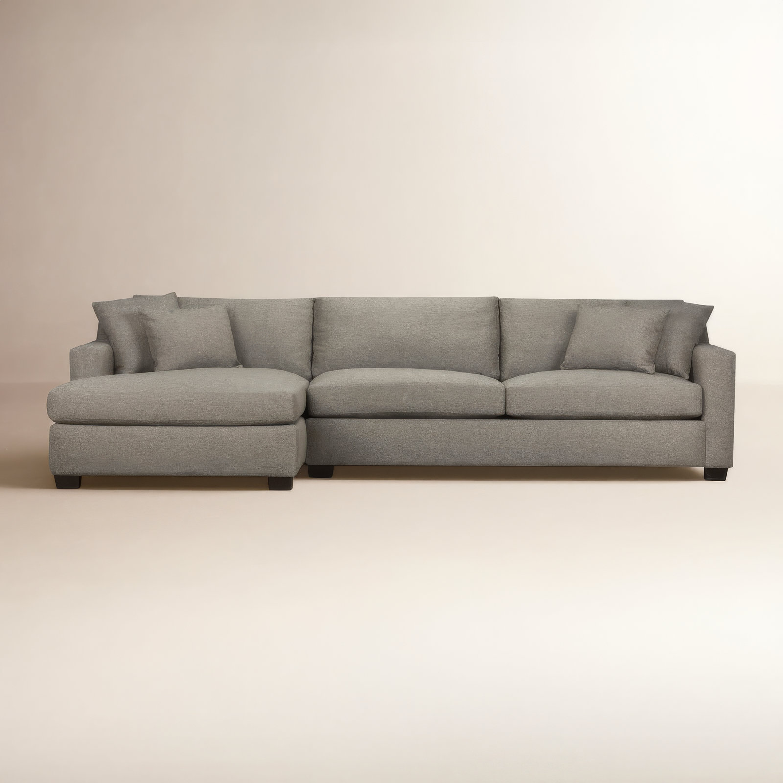 Rhodes Chaise Sectional, Left Hand Facing, Drusky Charcoal Sustain® Basketweave