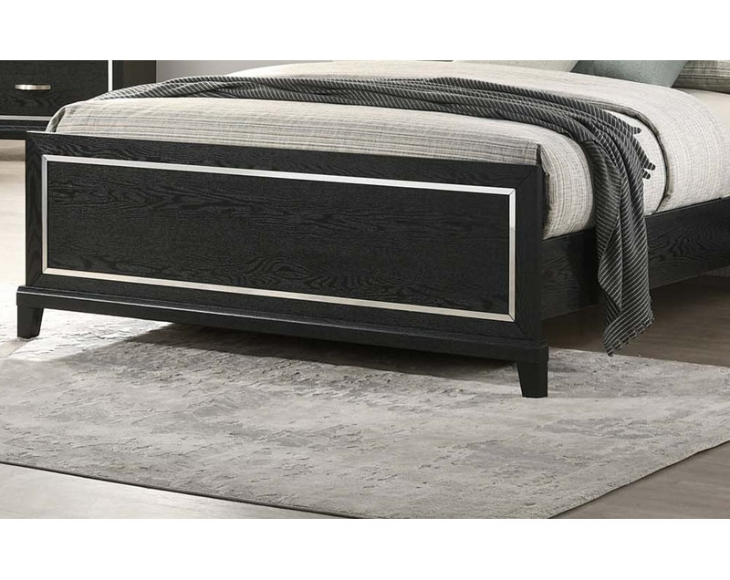 Grand lit de style moderne avec lumières à DEL de densité moyenne et finition noire