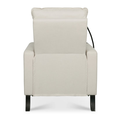 Fauteuil inclinable pour adultes en beige, avec accoudoirs réglables et porte-gobelet, porte-téléphone moderne pour la chambre à coucher beige - Rangement confortable pour le salon