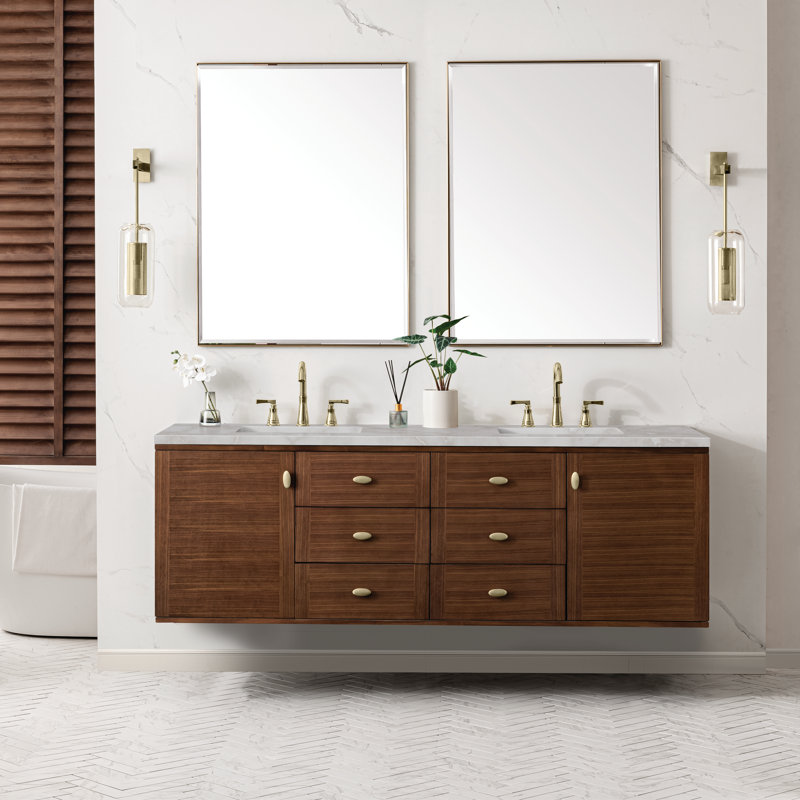 Curiel Double Bathroom Vanity Set, Victorian Silver, 8" Widespread, 72"
