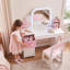 Ensemble de coiffeuse pour enfants avec miroir lumineux à DEL, bibliothèque, armoire de rangement et chaise pour filles-899380251