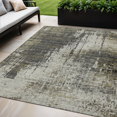Tapis extérieur lavable abstrait taupe 5 pi x 8 pi beige et vert olive