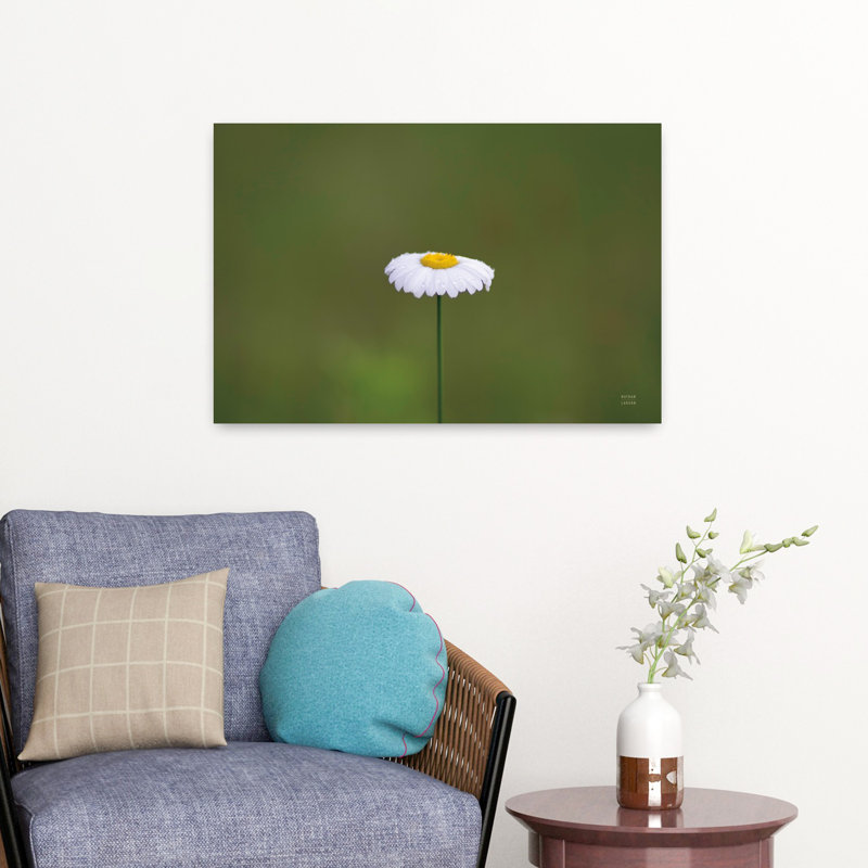 Art contemporain, paysage de marguerite abstraite, H 16 po x l 24 po