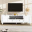 Meuble télé moderne de 80 pouces avec 2 tiroirs, 5 armoires, 5 pieds pleins et un compartiment ouvert pour les besoins d'installation de la maison