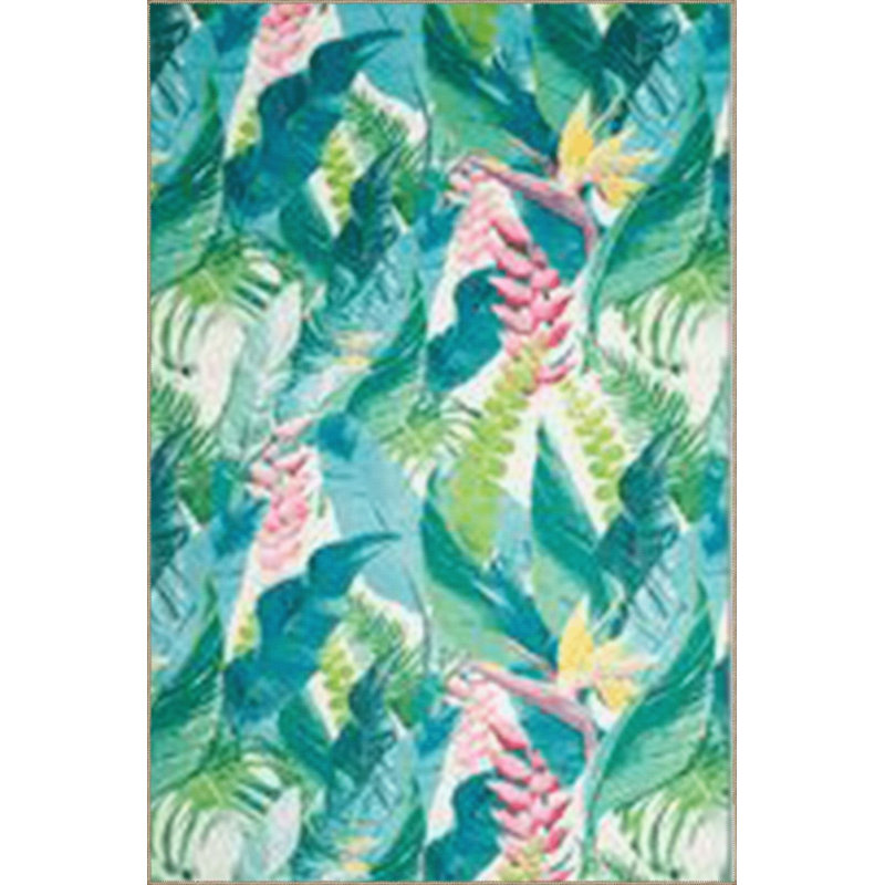Tapis lavable décoratif bleu et vert à motif floral, Tapis de couloir 2 pi 6 po x 9 pi 10 po inclus