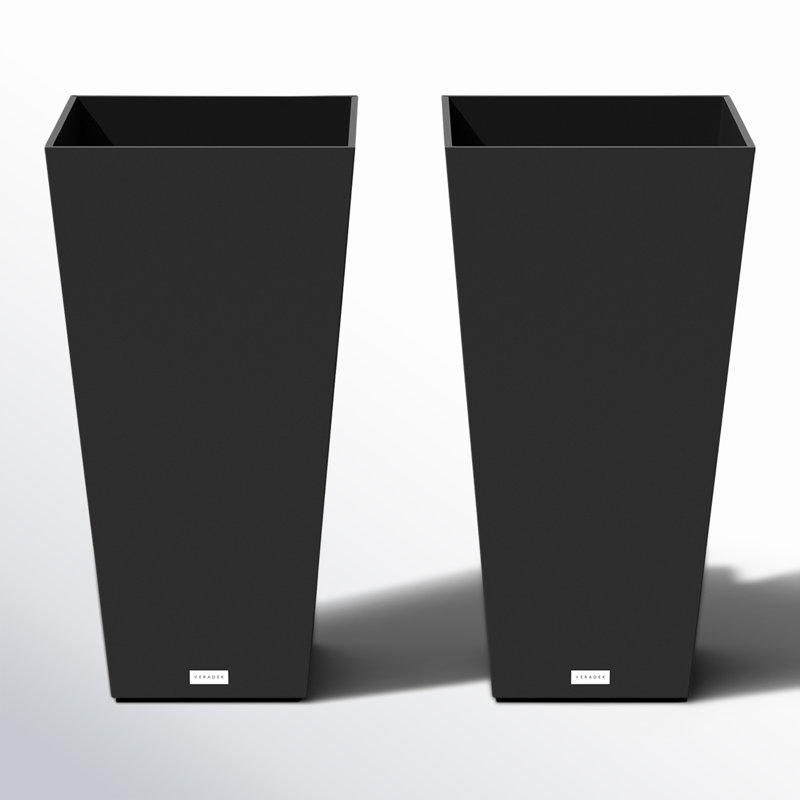 Pure Series Midland Planter, 2, Black, 30" H x 15.25" W x 15.25" D