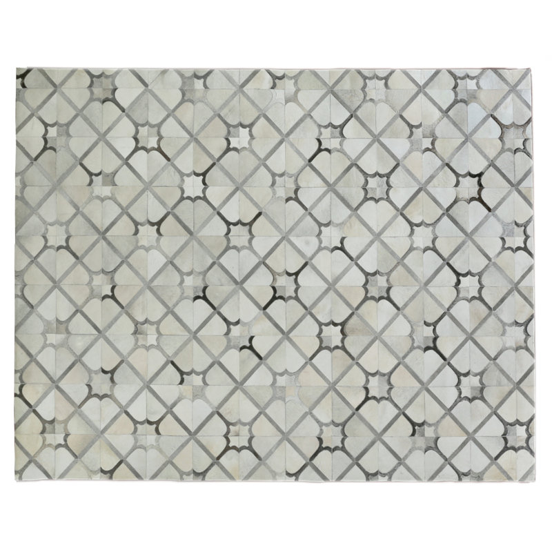 Natural Hide Cowhide Geometric Area Rug, Rectangle 13'6" x 17'6"
