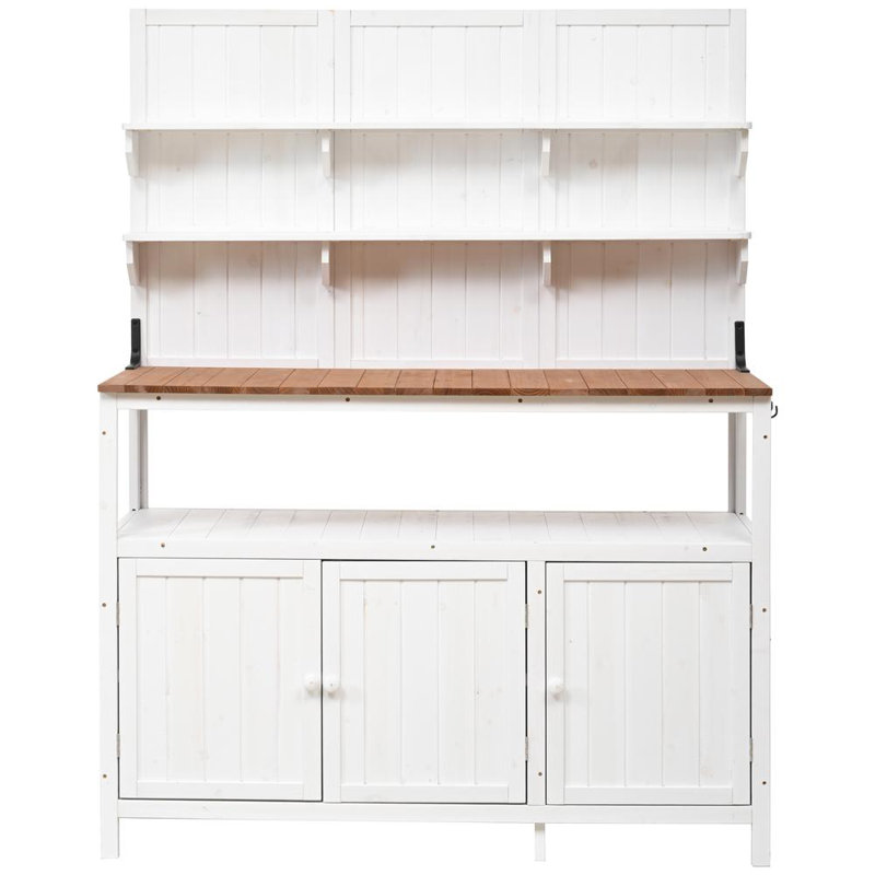 Potting Bench with Hutch (White)