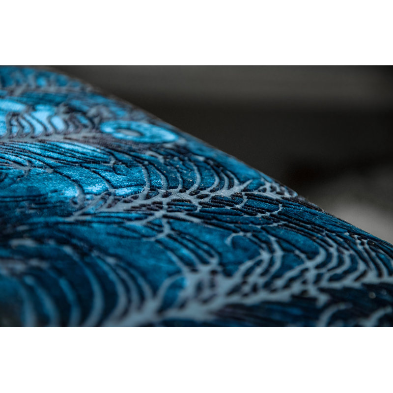 Peacock Feather Velvet Pillow Cover & Insert, Square 18", Cobalt Black