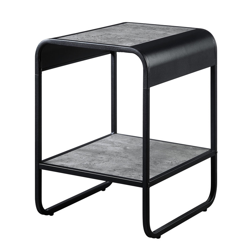 Table de bout élégante en béton gris et noir pour chambre à coucher moderne avec boîte