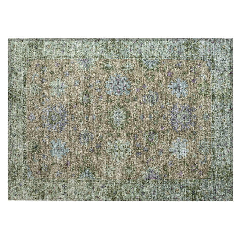 Tapis intérieur / extérieur brun lavable à la machine Xhevrie, Rectangle 1 pi 8 po x 2 pi 6 po